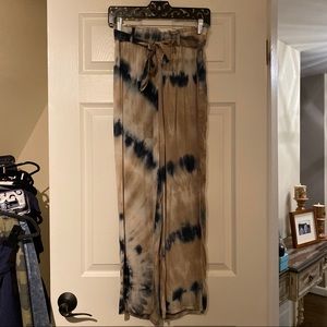 Olivaceous Tie Dye Belted Straight Leg Pants